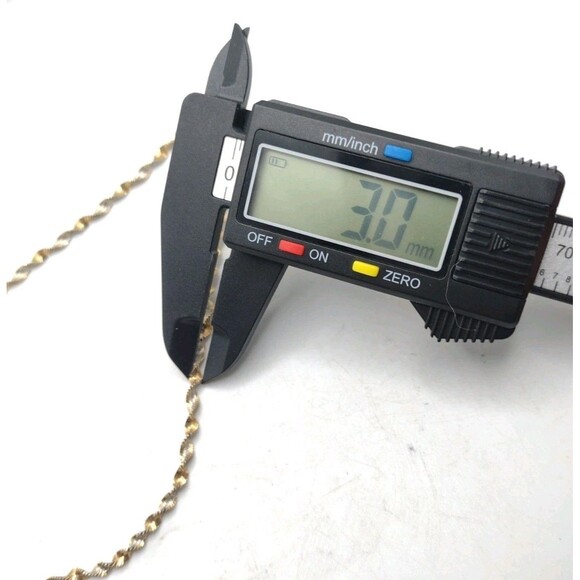 Twisted Rope 925 Sterling Silver & Gold Vermeil 18” Chain Necklace Italy 3mm 4g - Picture 7 of 9